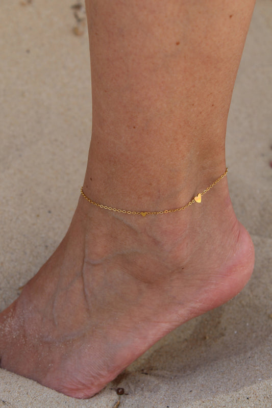 pulseira corações para tornozelo